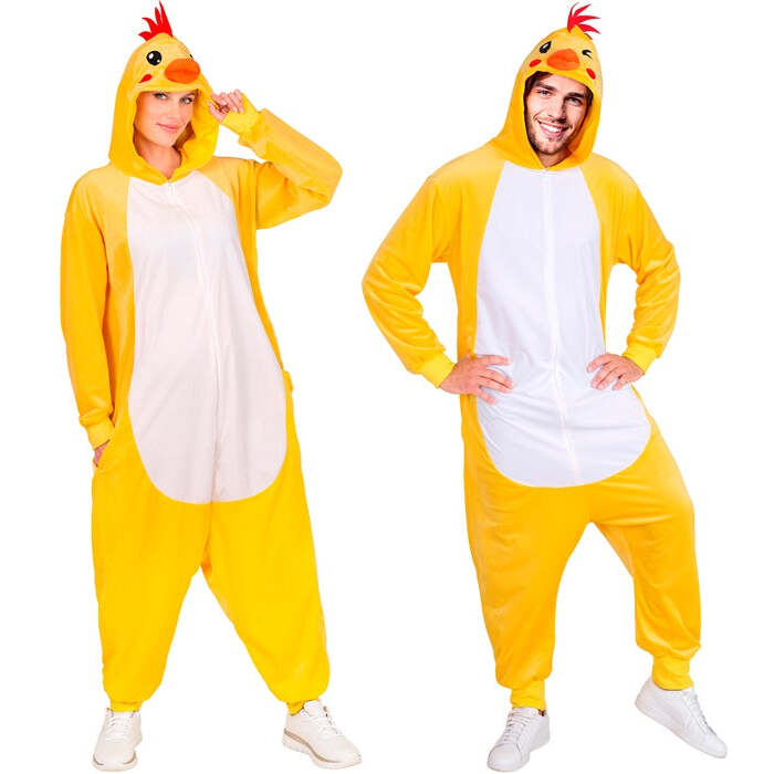 Plush Onesie Chick  Hooded Jumpsuit 