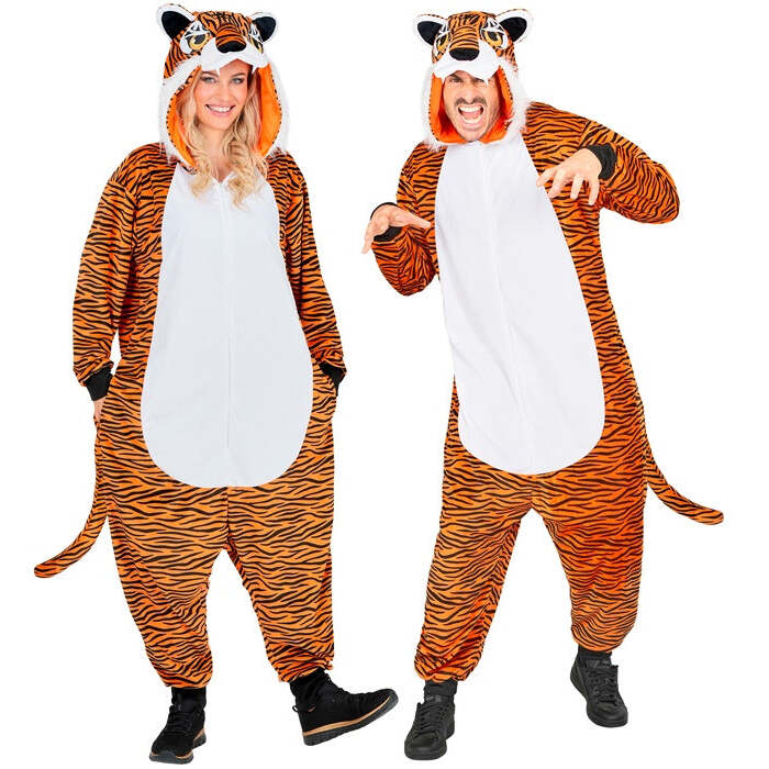 Plush Onesie Tiger  Hooded Jumpsuit 