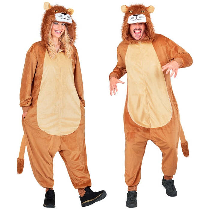 Plush Onesie Lion  Hooded Jumpsuit 