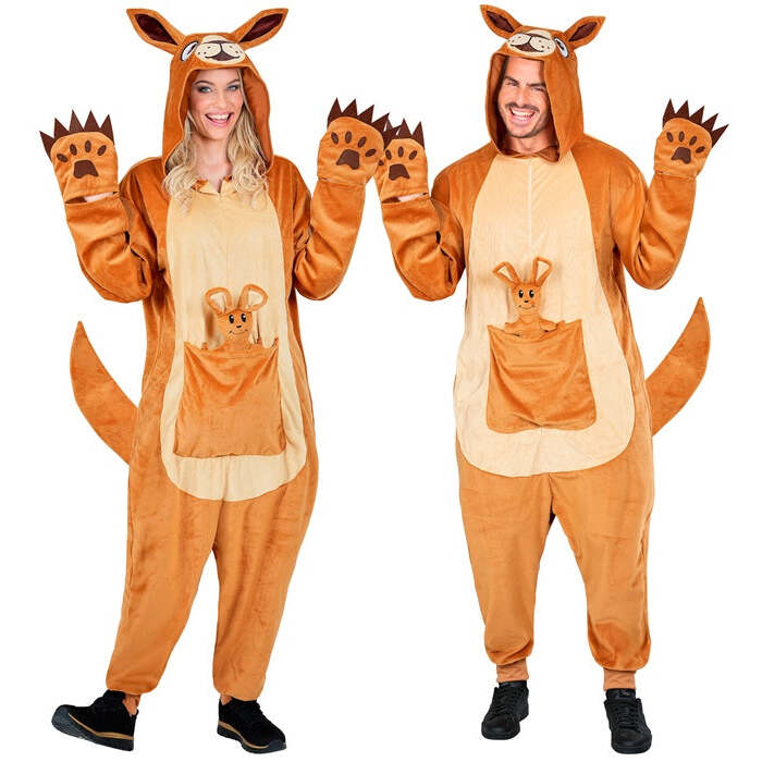 Plush Onesie Kangaroo  Hooded Jumpsuit, Baby Kangaroo 