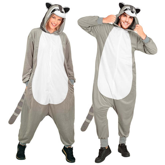 Plush Onesie Racoon  Hooded Jumpsuit 