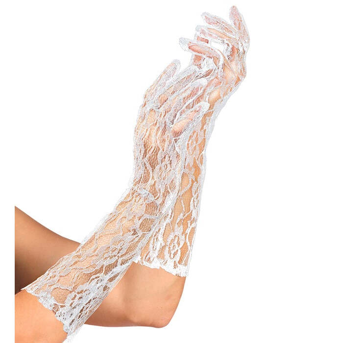 White Lace Gloves 40 Cm