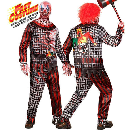 Evil Clown Fast Costume  Jacket, Pants, Gloves, Mask 