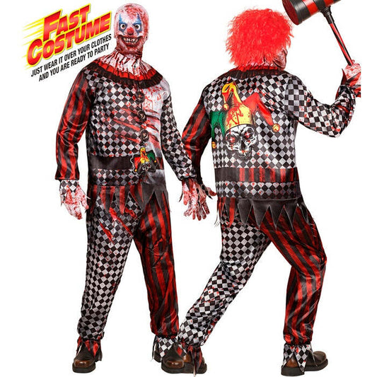 Evil Clown Fast Costume  Jacket, Pants, Gloves, Mask 