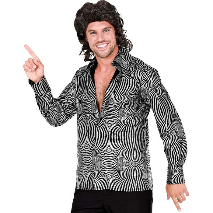 The 70S Disco Style - Silver Waves  Shirt 