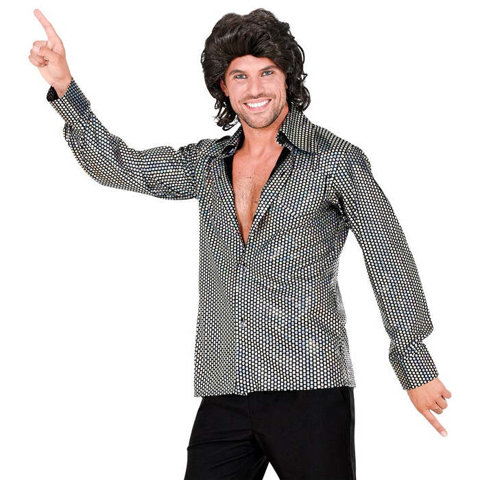 The 70S Disco Style - Silver Squares  Shirt 