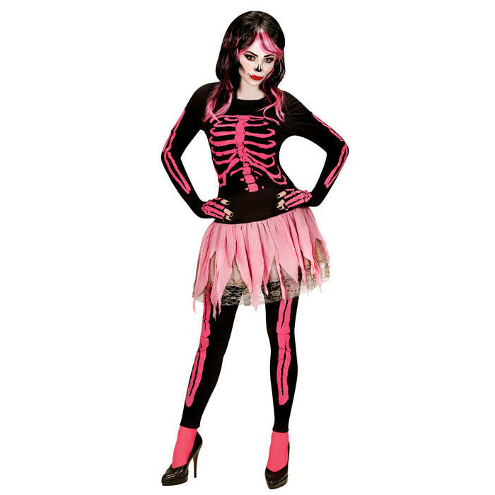 Pink Skeleton  Shirt, Pants, Tutu, Fingerless Gloves 