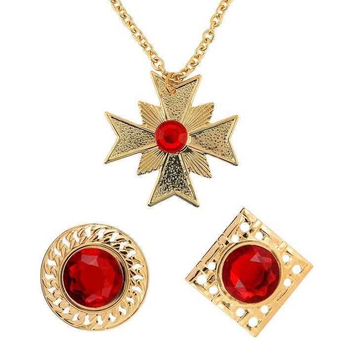 Dracula Set  Necklace With Medallion, 2 Rings 