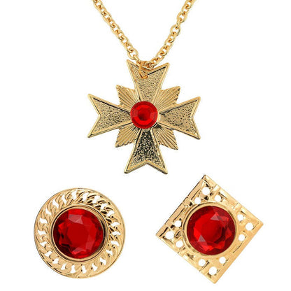 Dracula Set  Necklace With Medallion, 2 Rings 