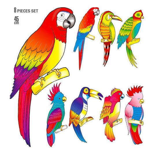 Set Of 8 Tropical Birds 45 Cm - 8 Styles Ass.