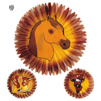 Western Paper Fan Ø 55 Cm - 3 Styles Ass.
