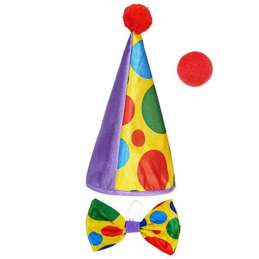 Clown Dress-Up Set  Hat, Bowtie, Nose 