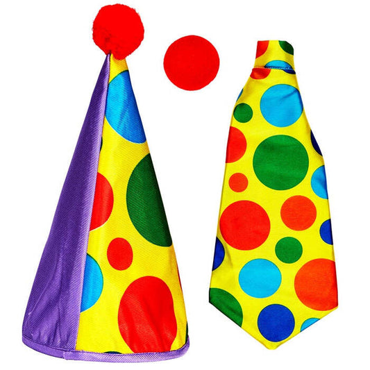 Clown Dress-Up Set  Hat, Giant Neck-Tie, Nose 