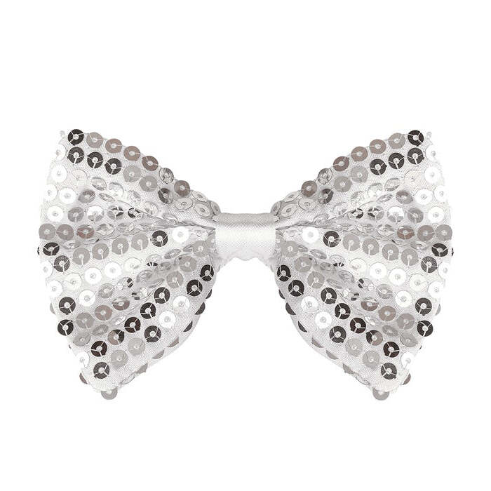 Silver Sequin Bow Tie