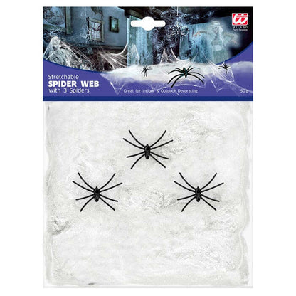 50 G White Spiderweb With 3 Spiders