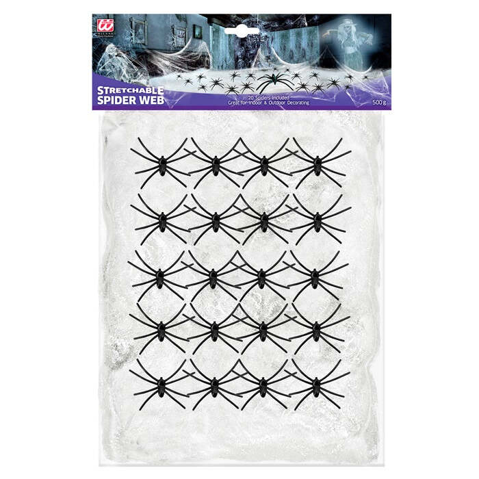 500 G White Spiderweb With 20 Spiders