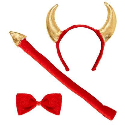 Devil Lady Dress-Up Set  Horns, Bowtie, Tail 