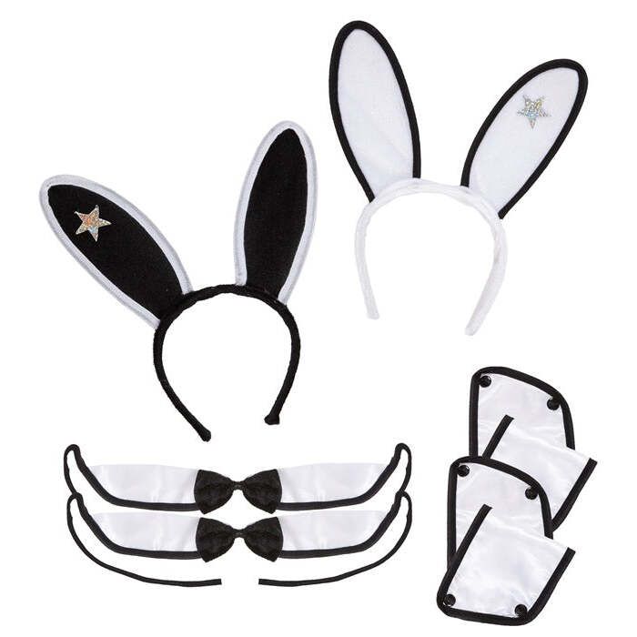 Play-Girl Dress-Up Set  Ears, Collar With Bowtie, Cuffs  2 Colors Ass.