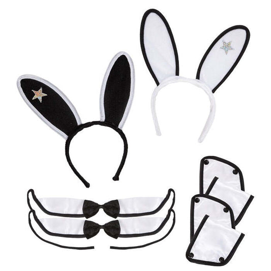 Play-Girl Dress-Up Set  Ears, Collar With Bowtie, Cuffs  2 Colors Ass.