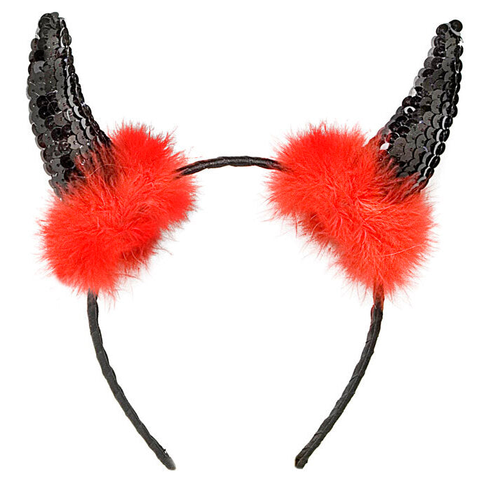 Black Sequin Devil Horns
