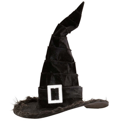 Velvet Witch Hat With Plush Trim & Buckle