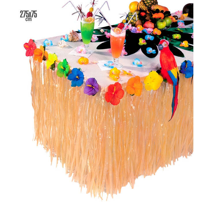 Tropical Table Skirt With Hibiscus Flower - 275X75 Cm