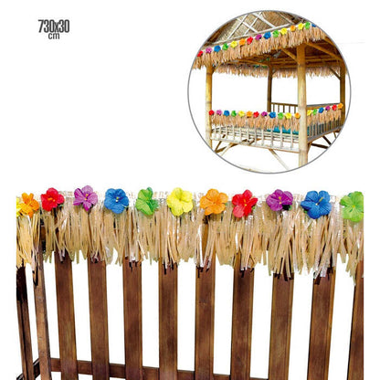 Tropical Deck Fringe With Hibiscus Flower - 730X30 Cm