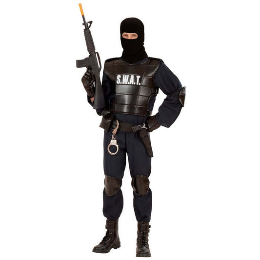 S.W.A.T. Officer  Jumpsuit, Bulletproof Vest, Belt With Holster Andpurse, Knee Pads, Elbow Pads, Mask 