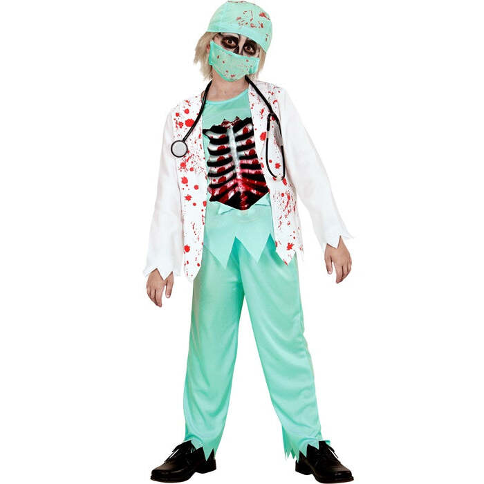 Zombie Doctor  Bloody Jacket With Shirt & Bones Eva Chest, Pants, Hat, Face Mask, Stethoscope 