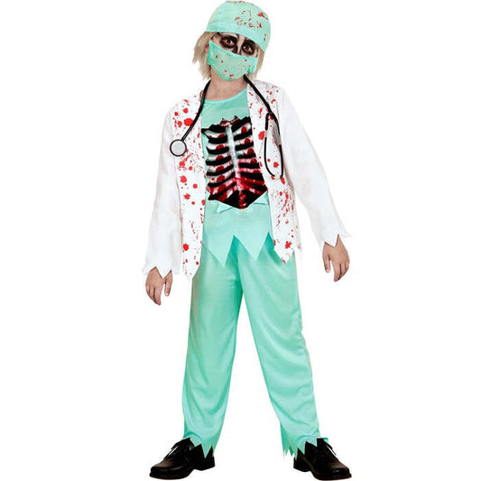 Zombie Doctor  Bloody Jacket With Shirt & Bones Eva Chest, Pants, Hat, Face Mask, Stethoscope 