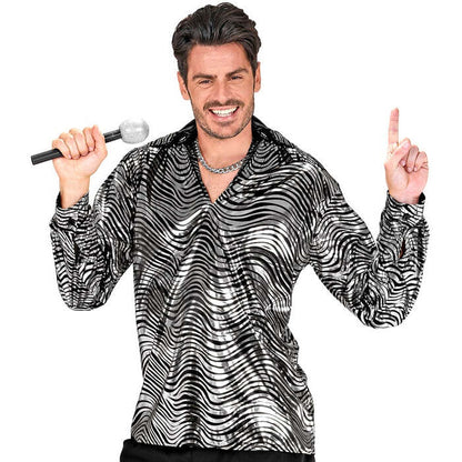 The 70S Disco Style - Silver Waves  Shirt 