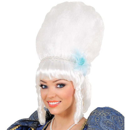 Marquise Wig With White Pearls & Blue Flower In Polybag