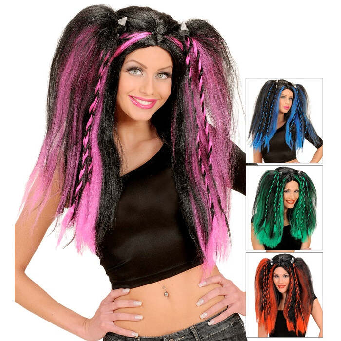 Katsumi Wig In Polybag - 4 Colors Ass.: Red, Blue, Pink, Green