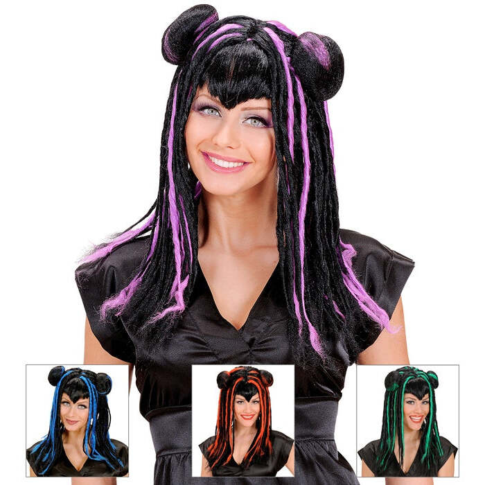 Mitsuko Wig In Polybag - 4 Colors Ass.: Red, Blue, Purple, Green
