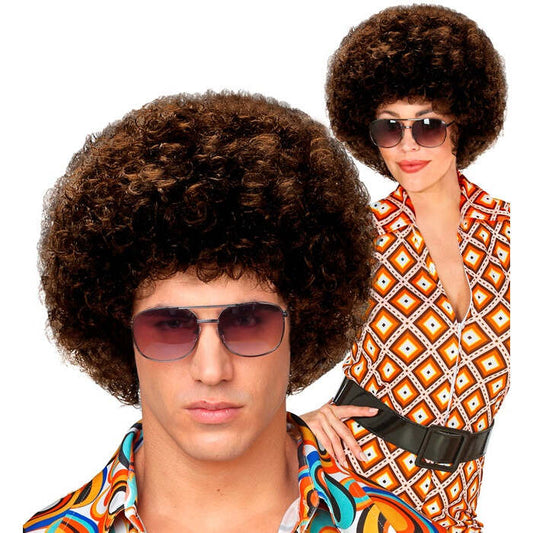 Brown Unisex 70S Disco Wig In Polybag