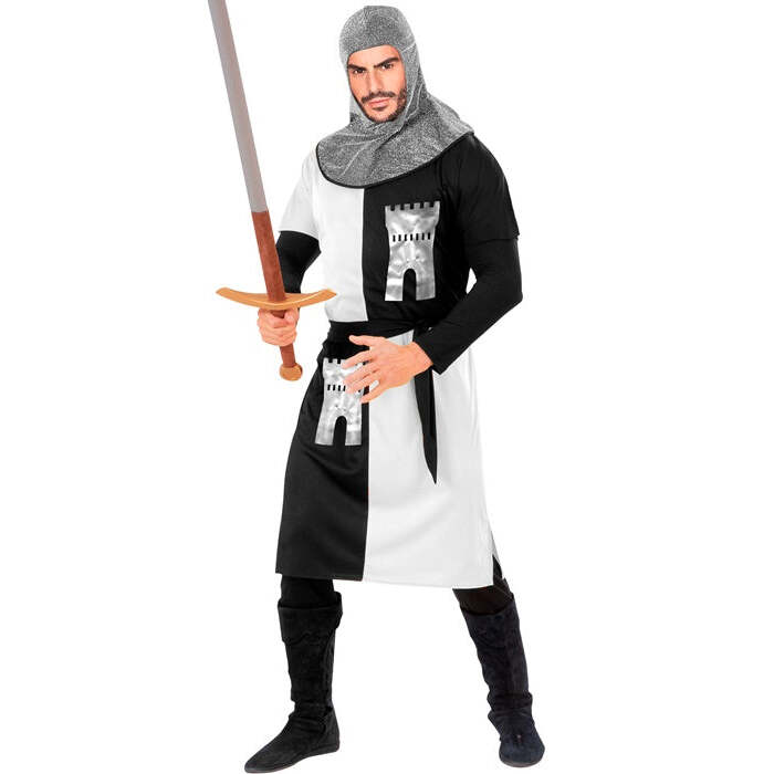 Medieval Warrior - White  Coat, Belt, Hood 