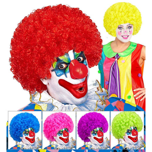 Clown Wig In Polybag - 6 Colors Ass.: Green, Yellow, Purple, Blue, Pink, Red