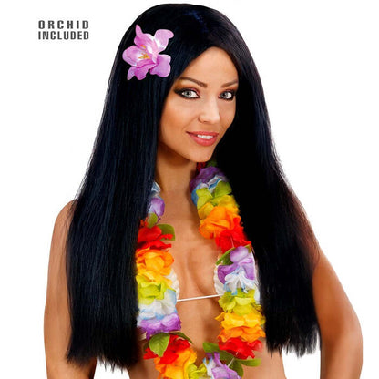 Hawaiian Wig With Orchid In Polybag