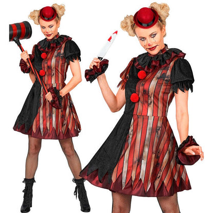 Wicked Clown  Dress, Pettiskirt, Ruff, Cuffs, Mini Hat 