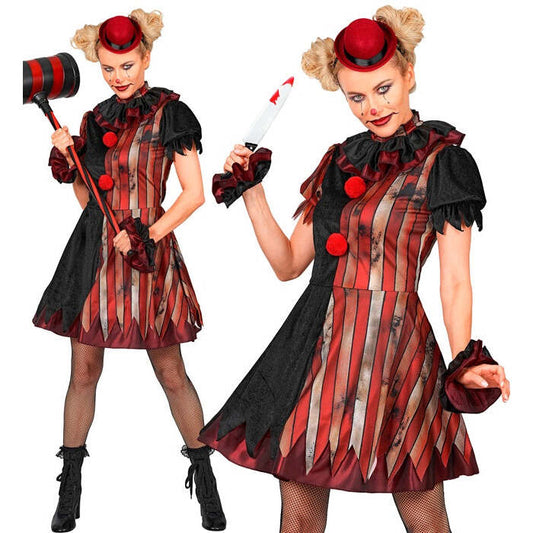 Wicked Clown  Dress, Pettiskirt, Ruff, Cuffs, Mini Hat 