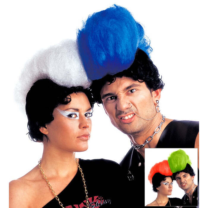 Punk Wig With Maxi Crest In Polybag - 4 Colors Ass.: Blue, White, Green, Red