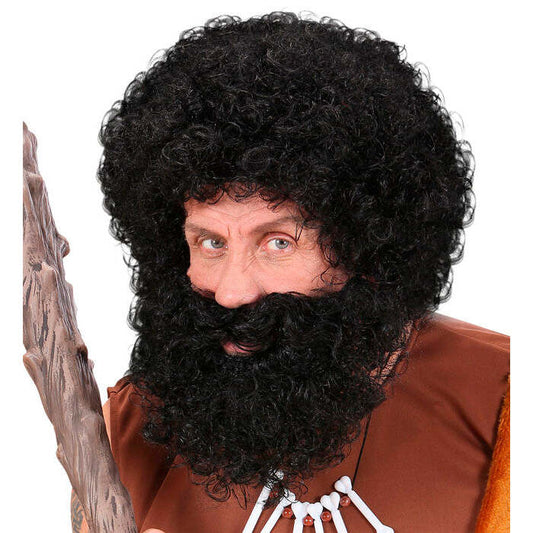 Knecht Ruprecht Wig & Beard Black - In Polybag