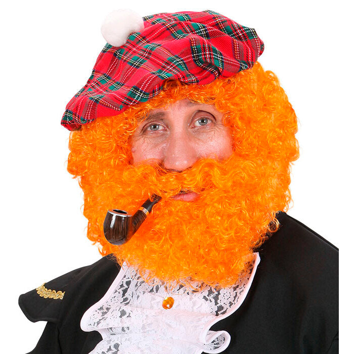 Scots And Irish Curly Wig & Beard Orange - In Polybag