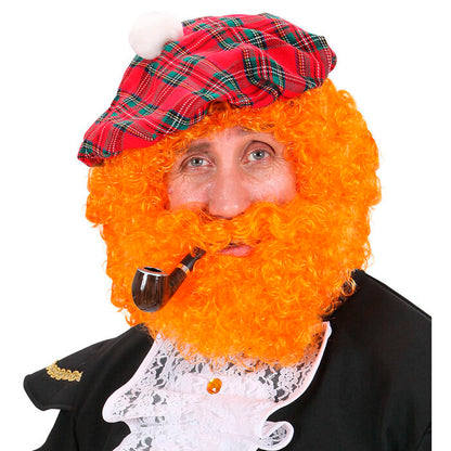 Scots And Irish Curly Wig & Beard Orange - In Polybag