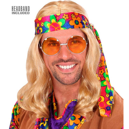 Hippie Dude Wig With Headband  Blonde - In Polybag