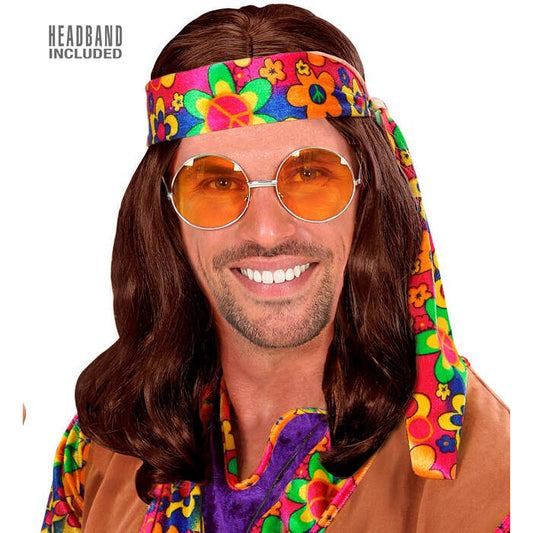 Hippie Dude Wig With Headband” Brown - In Polybag