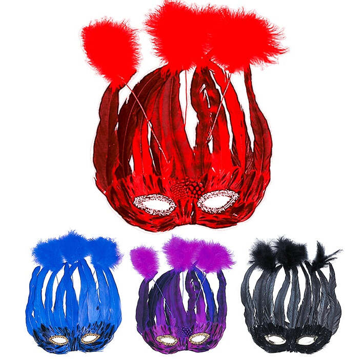 Lido Feather Mask 4 Colors Ass.