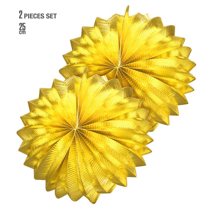 Set Of 2 Gold Metallic Globes 25 Cm