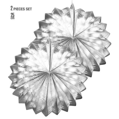Set Of 2 Silver Metallic Globes 25 Cm