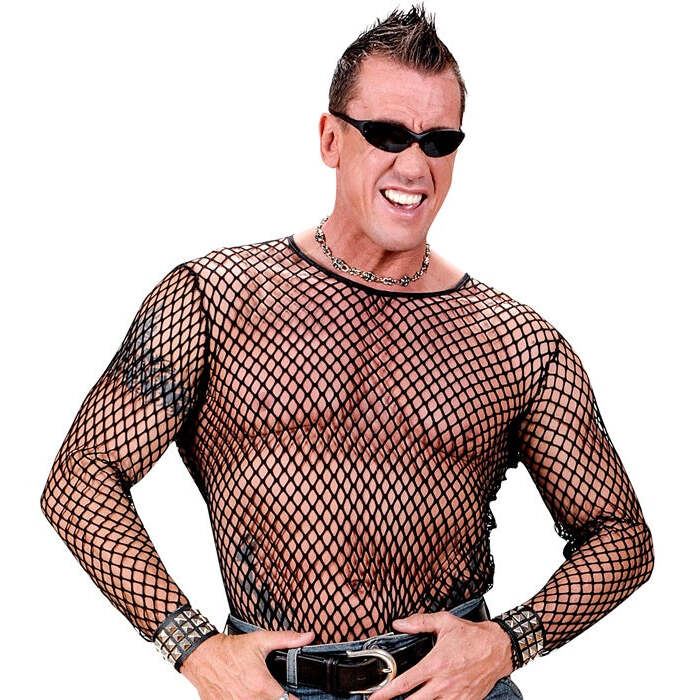 80S / Punk / Rocker Fishnet Shirt - Black
